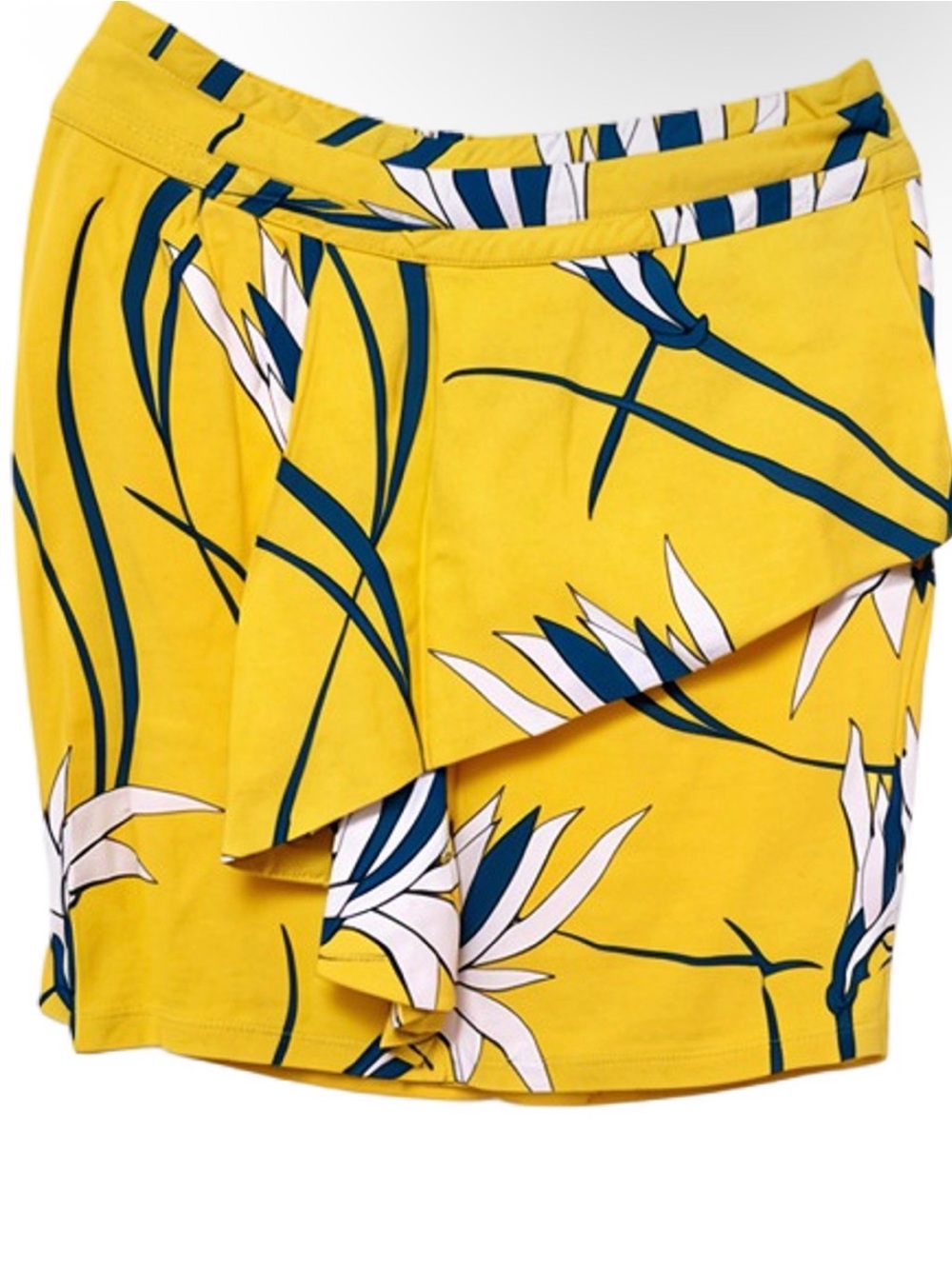 Yellow Floral Ruffle Mini Skirt
